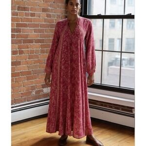 Tuckernuck Natalie Martin Fiore Maxi Silk Dress Pomegranate Lilac Women's XS 0-4